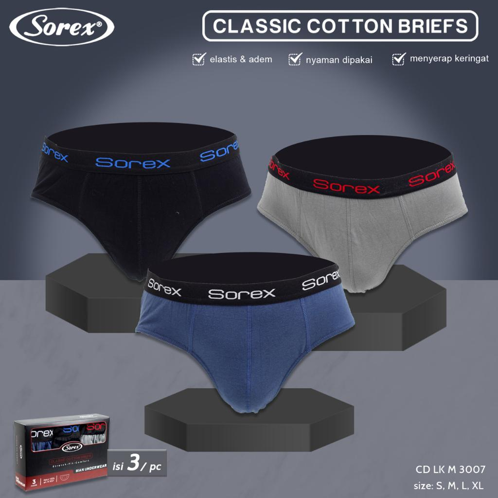 SOREX CELANA DALAM PRIA M3007 CLASSIC COTTON BRIEFS STRETCH - FIT - COMFORT CD LAKI - NEW - SATUAN