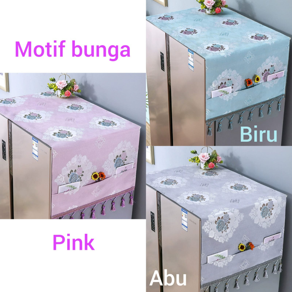 [BIG SALE] Cover Penutup Kulkas Taplak kulkas Multifungsi Alas Penutup Lemari es / oven / microwave / dispenser galon bawah DEER dan Bunga