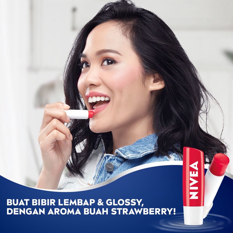 NIVEA 24H Melt-In Lip Balm - Strawberry Shine With Natural Oils