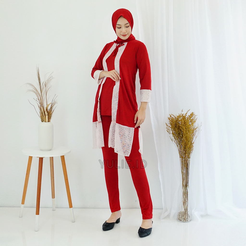 YULIE.ID Satu Set Baju Celana Muslim | Pakaian Lengan Panjang Remaja Wanita | One Set Imelda