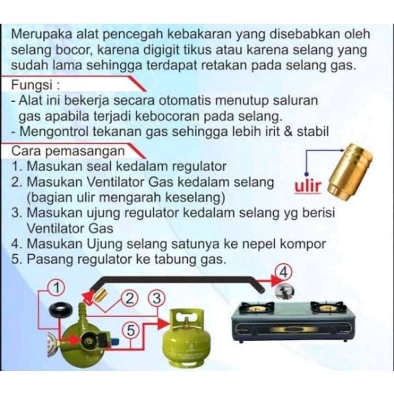 US347 NOKSEL/VENTILATOR/PENTIL SELANG KOMPOR GAS By Toko Haji Usman