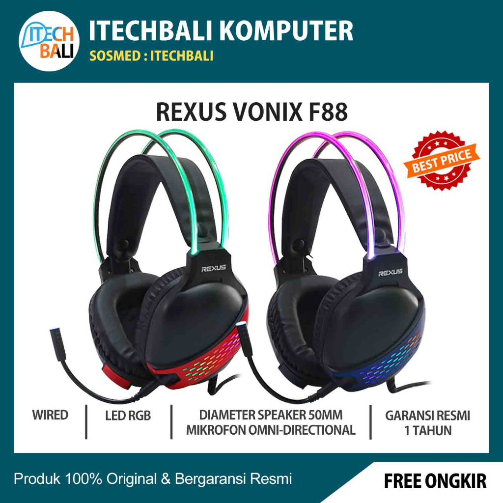 HEADSET REXUS F88 Headband Rgb | ITECHBALI