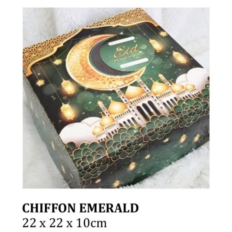 BOX CHIFON EMERALD IDUL FITRI 22X22X10CM