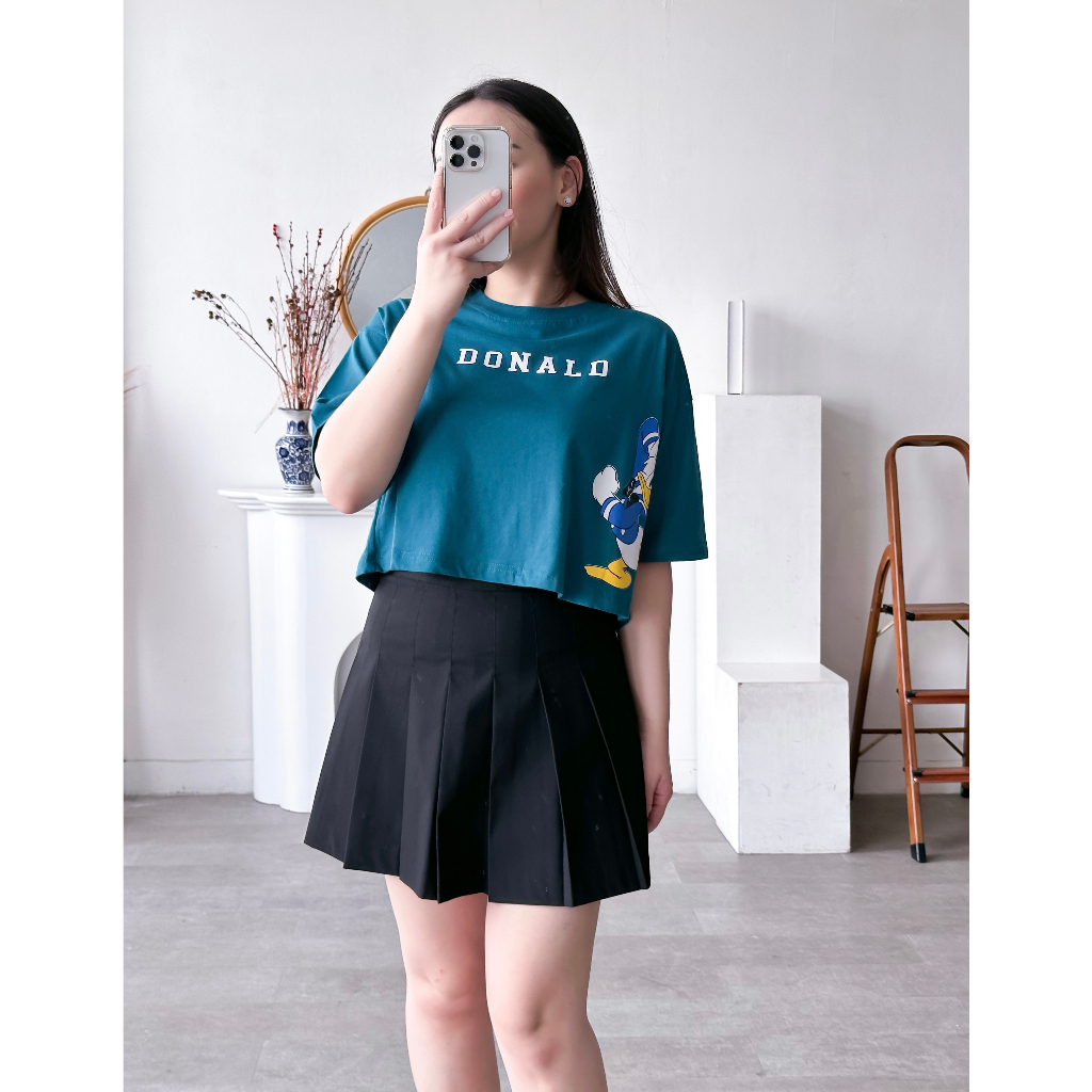 INFINITEE Croptop Tshirt Wanita Bahan Katun Oversized Crop Top