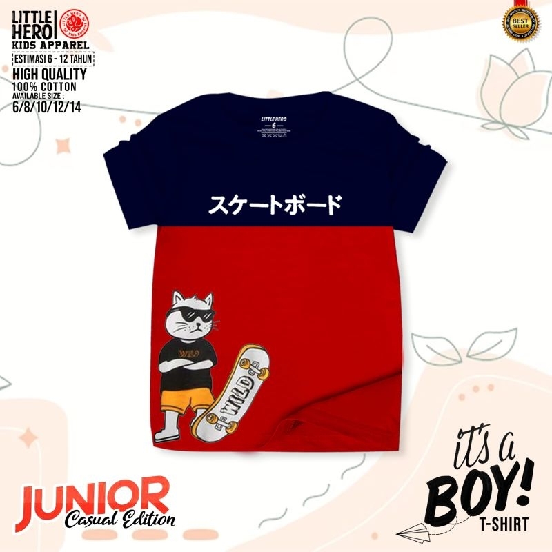 Kaos Anak Laki Laki Remaja Distro Casual Little Hero 5 6 7 8 9 10 11 12 Tahun