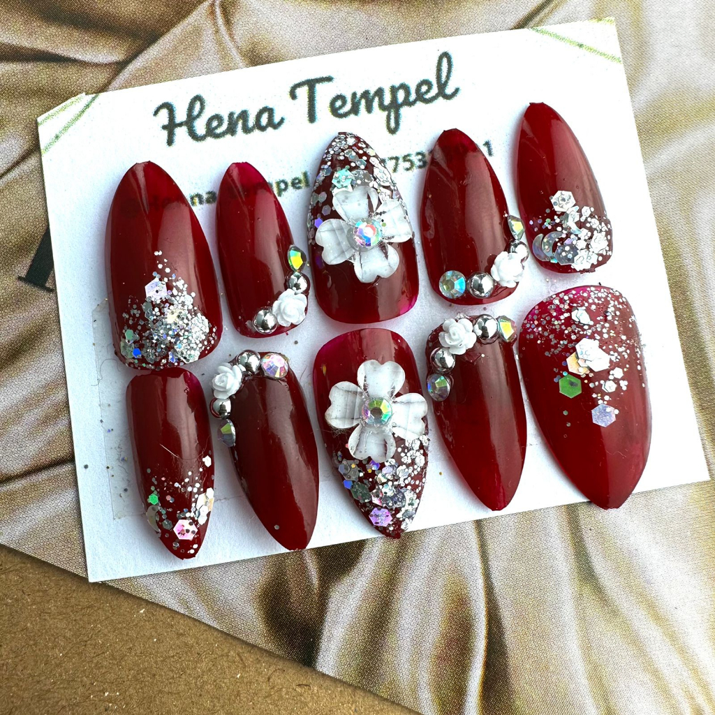 Kuku palsu wedding / kuku palsu pengantin 3D bunga