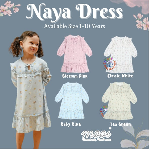 Mooi 1-10 Tahun PREMIUM Quality Naya La Fleur Ruffle Dress Bunga Lebaran Anak Perempuan / Pakaian Muslim / Raya CBKS