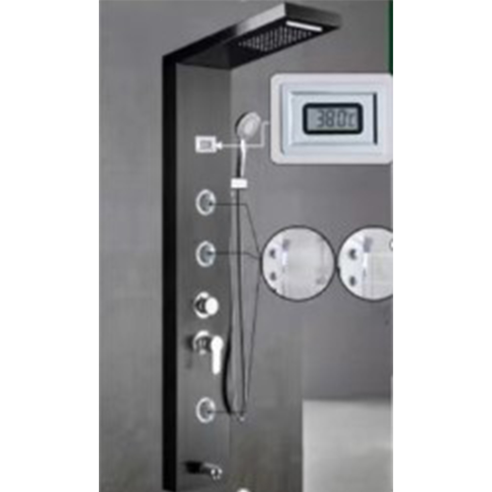 Shower Mandi Waterfall Panel Digital Display Wall Mounted - IN34 - Black