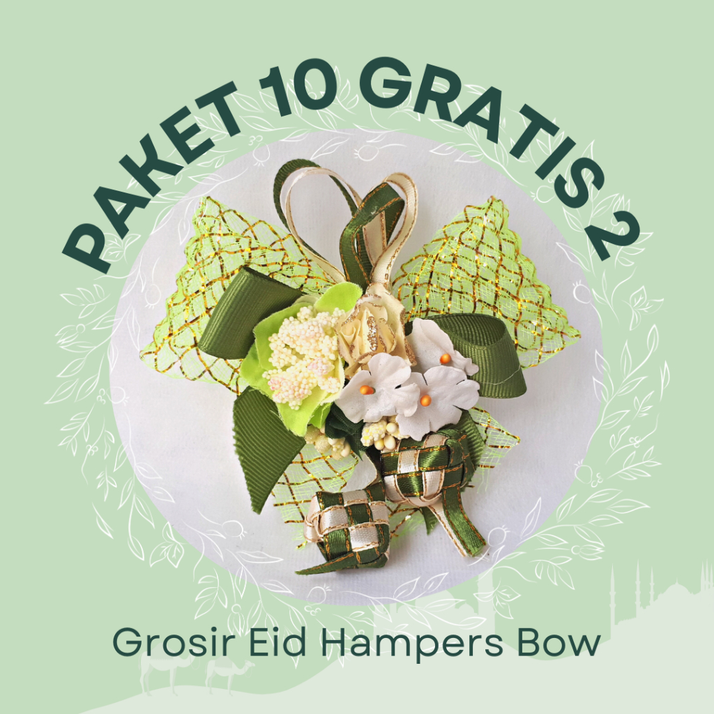 

GROSIR Paket 10 GRATIS 2 Ketupat & Ornamental Arabesque Bow with Flowers Handmade Eid Ornament Ornamen Pita Idul Fitri Handmade Pita Hampers, Hiasan Parsel, Bingkisan, Hadiah Lebaran