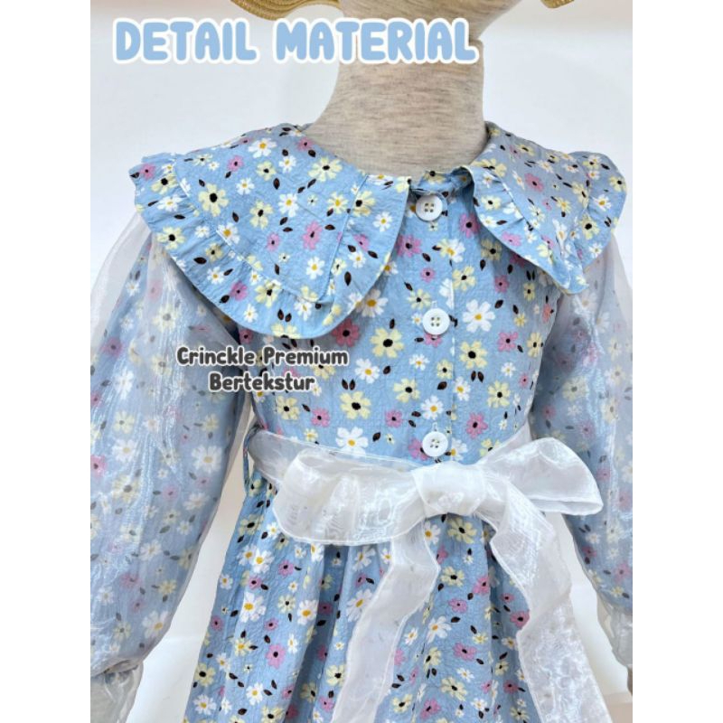 [4-10T] PREMIUM GAMIS KOREAN CRINKLE MAXY RAYA FLORAL ORGANZA ANAK REMAJA Gamis Anak Remaja Tanggung Viral Umur 4 5 6 7 8 9 10 Tahun | Outfit Remaja Kekinian | Baju Muslim Anak Perempuan lebaran | Ootd muslimah Kekinian Anak Perempuan ala korea