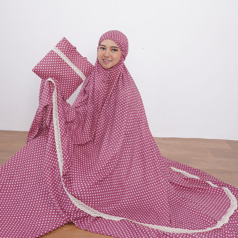 MUKENA BALI DEWASA JUMBO POLKA RAYON RENDA By Gmj1