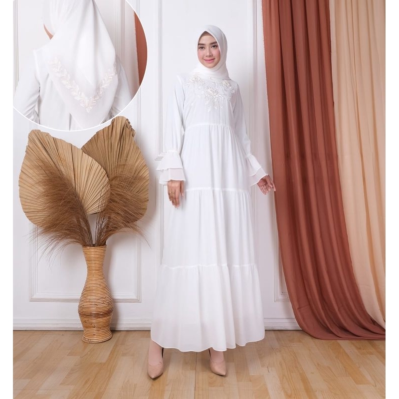 NEW GAMIS Premium Madina Laura Ceruty babydoll Import Ori | Khusus Putih