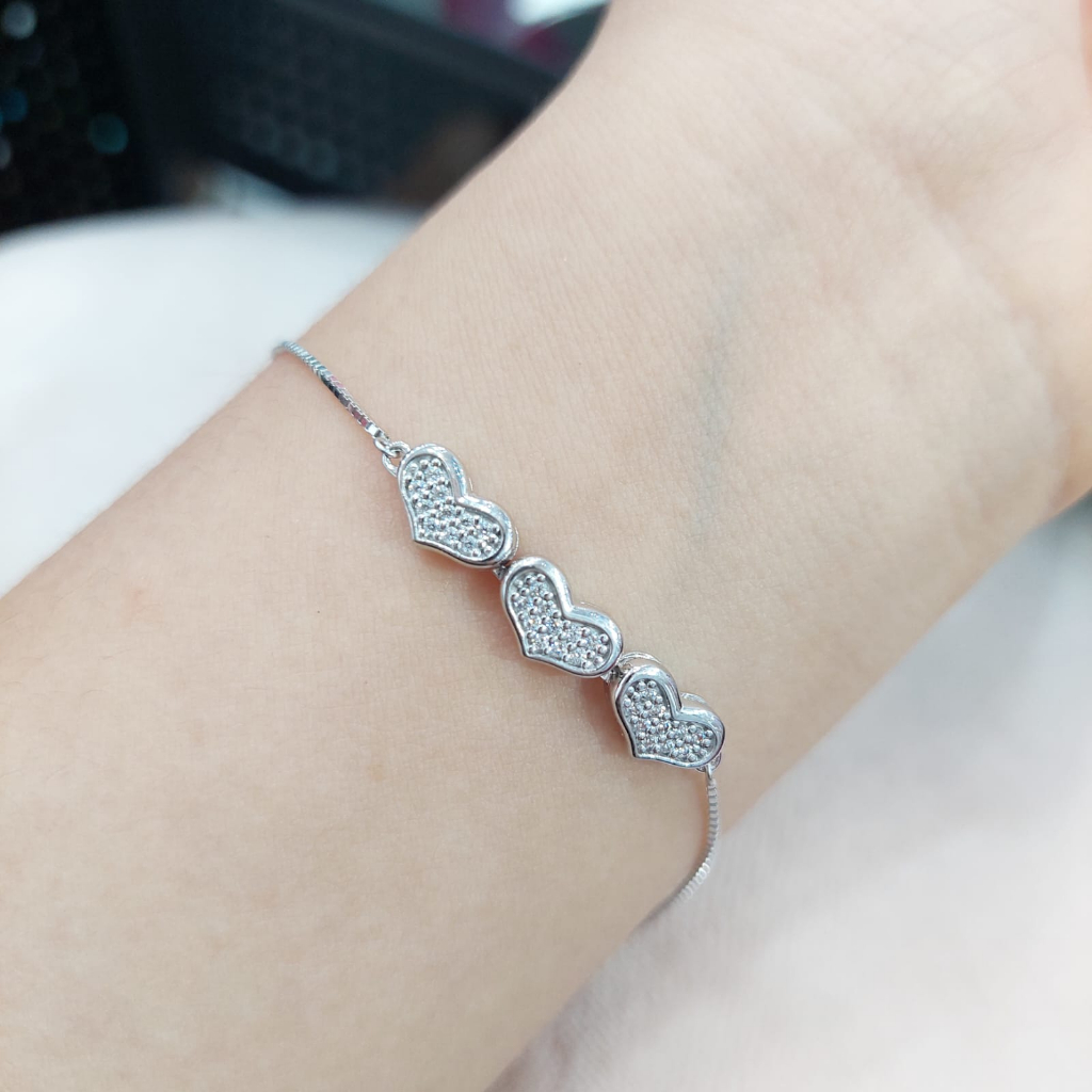 gelang serut model love bertabur permata cantik elegan produk hala gold emas kadar 755(18k) emas asl