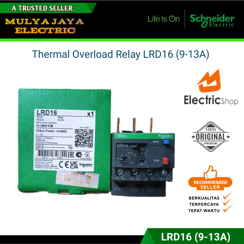 Thermal Overload Relay (TOR) LRD16 9-13A Schneider LRD16 (9a-13a) overload Schneider LRD16