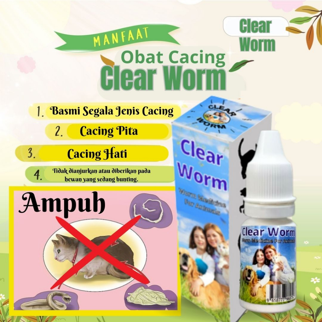 Obat Cacing CLEAR WORM Spektrum Luas Ampuh ORIGINAL FEFARM