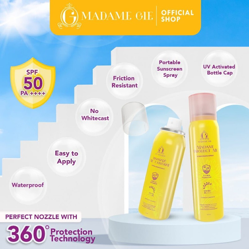 (READY STOCK) Madame gie Sunscreen Spray SPF 50 protect me sunscreen tabir surya / Sunscreen mist madame gie/ Sunscreen Spray Madamgie / Sunscreen Spray mist madame gie