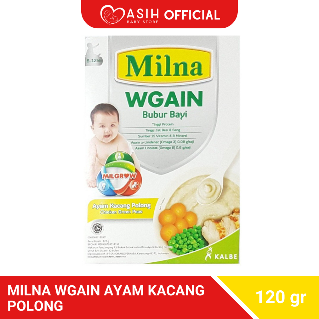 Milna Wgain 8 12 Bulan Ayam Kacang Polong 120gr - Mpasi Makanan Bayi