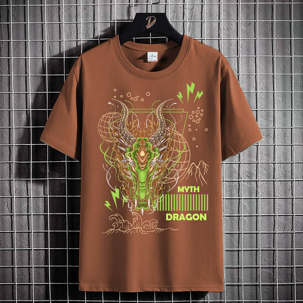 Kaos Tshirt Pria Baju DRAGON NEON Distro Basic Lengan Pendek Cowok Kasual DTF