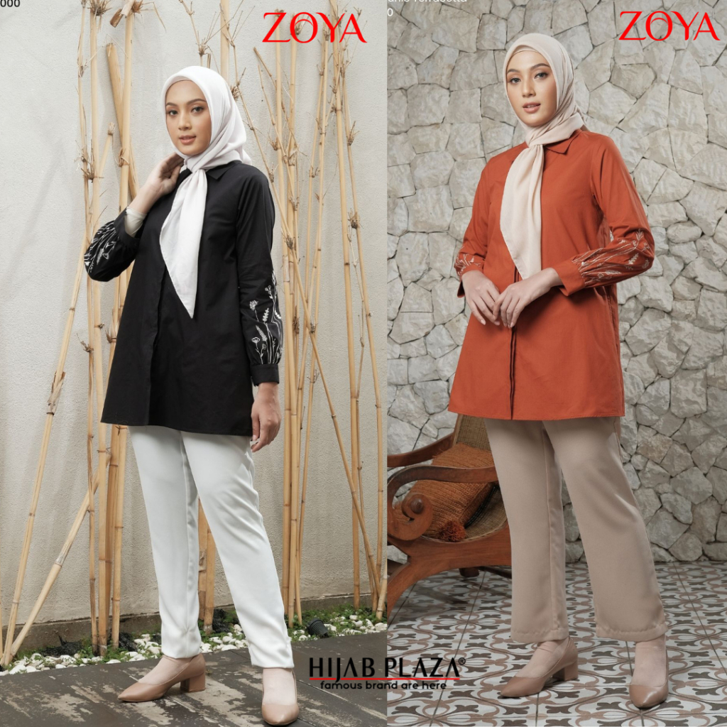 Tunik Atasan ZOYA Kamalita Tunik Busui Friendly Hitam dan Terakota Terbaru