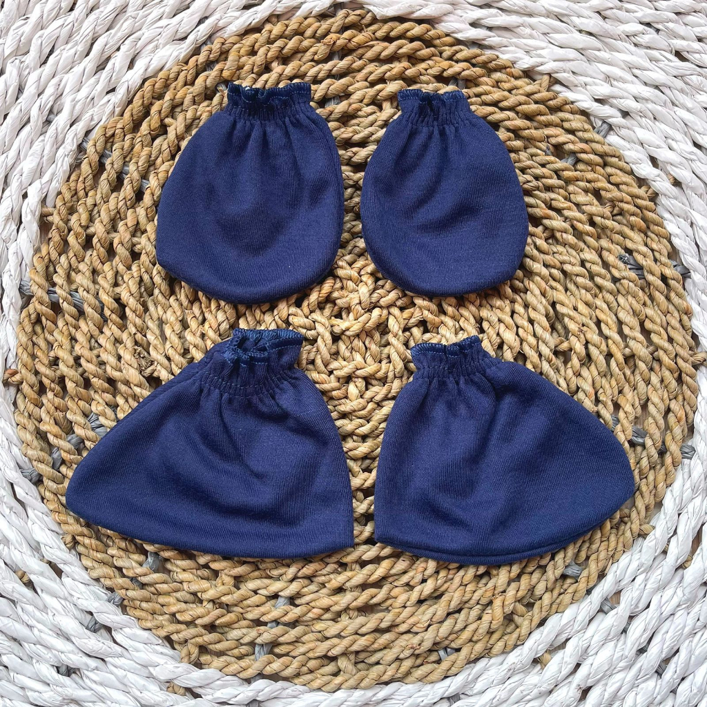 Arevy Babywear - 3 Pcs Sarung Tangan Bayi Kaos Kaki Baby Newborn STK Seri Navy Sartaki Bayi Perlengkapan Baby Newborn