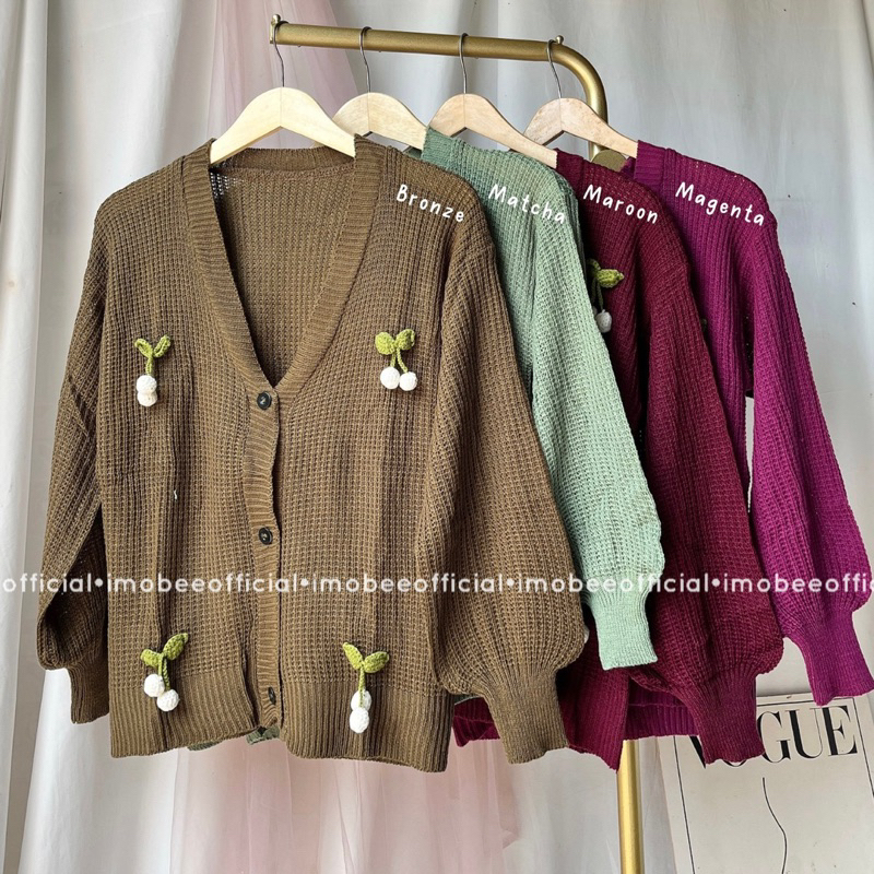 CHERRY CARDIGAN // KOREAN CHERRY CARDI LENGAN BALON