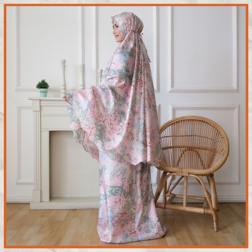 Ezpata Mukena Putusan Travel Jumbo Wanita Free Tas &amp; Sajadah Cantik Motif Abstrak Kekinian Silk Premium Terbaru