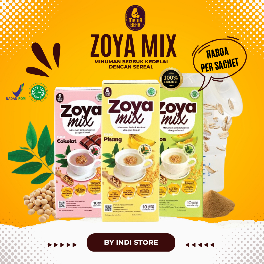 [ECER] 1 SACHET MAMA BEAR ZOYA MIX Sereal Kedelai dengan daun Katuk ASI BOOSTER