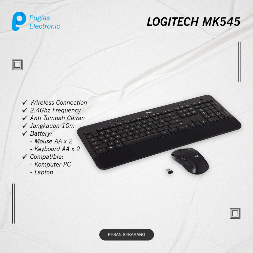Keyboard Mouse Wireless Logitech MK545 Komputer PC Laptop Notebook