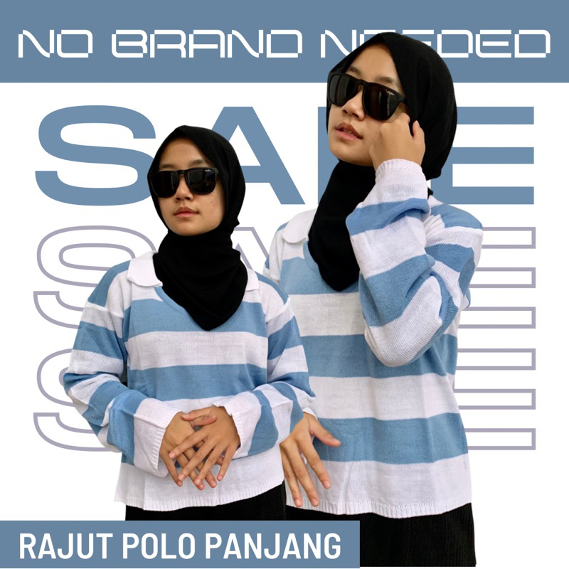 Rajut Kerah Polo Round Neck Lengan Panjang