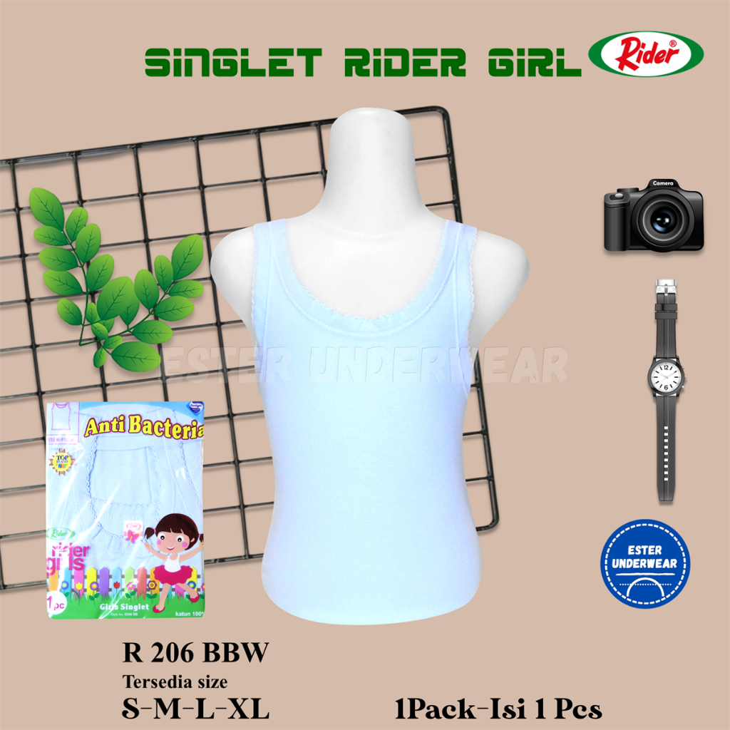 kaos singlet anak perempuan Rider R 206 BBW ISI-1PCS  Bahan Katun