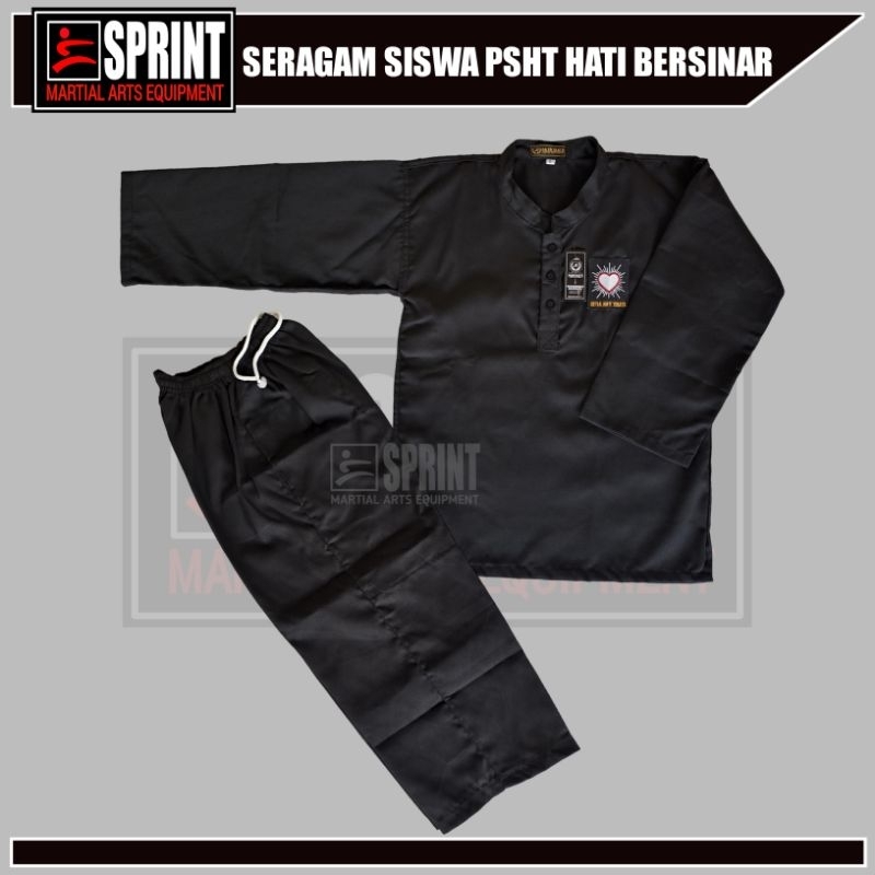 Seragam Siswa Pencak Silat PSHT Logo Hati Bersinar Terbaru - Sakral Kancing - Baju Silat PSHT - Seti