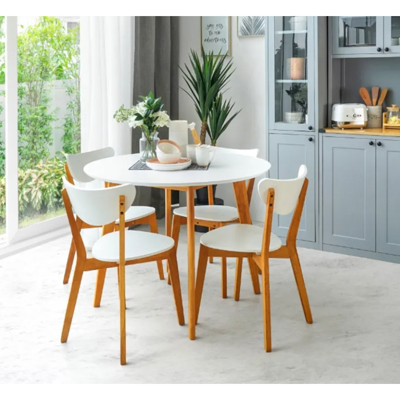 Lazio Set Meja Makan 4 Kursi - Putih