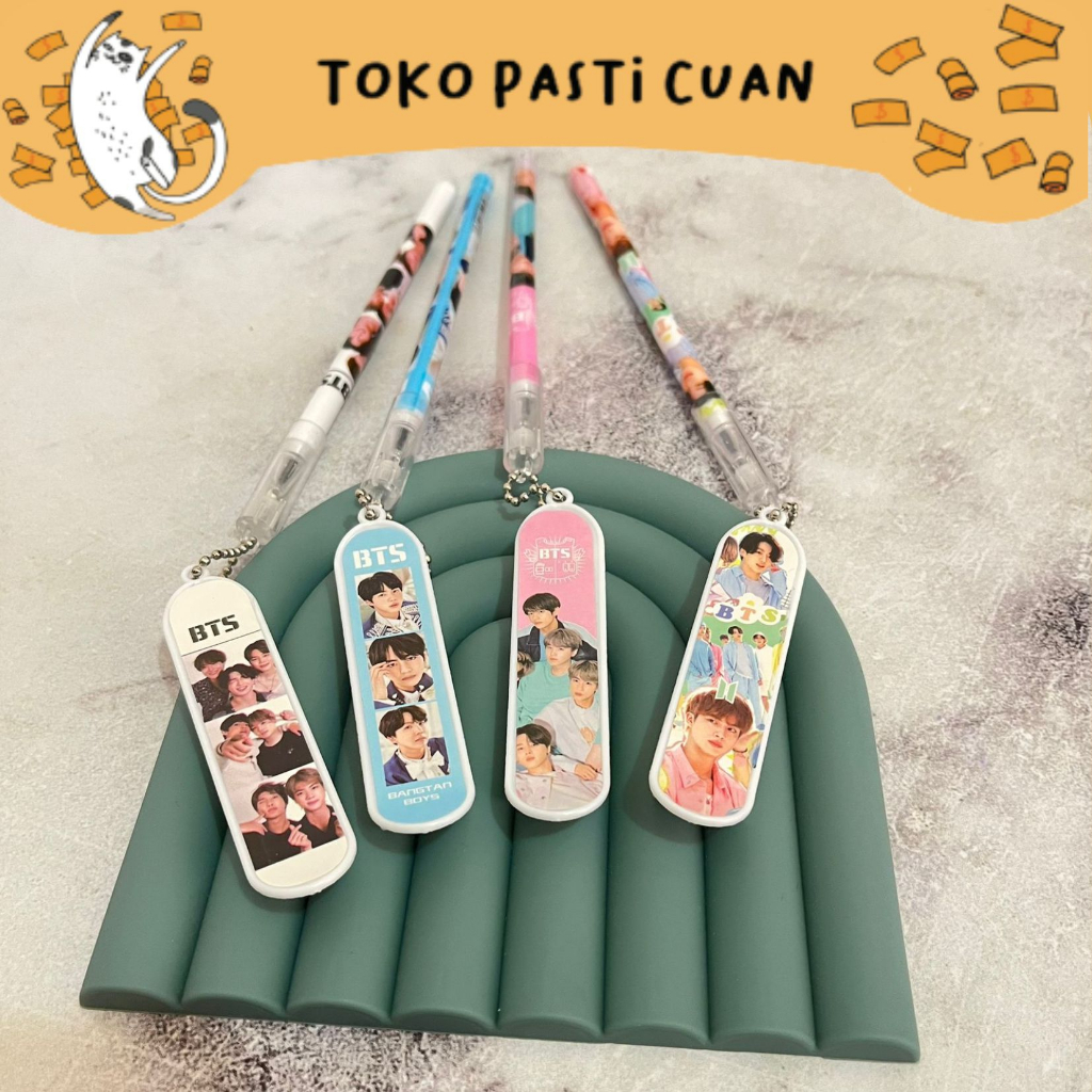 

pulpen pena gantungan skate board boyband korea btz bulat tinta warna hitam atk keperluan anak sekolah pena lucu imut unik bolpen fancy bisa COD termurah import