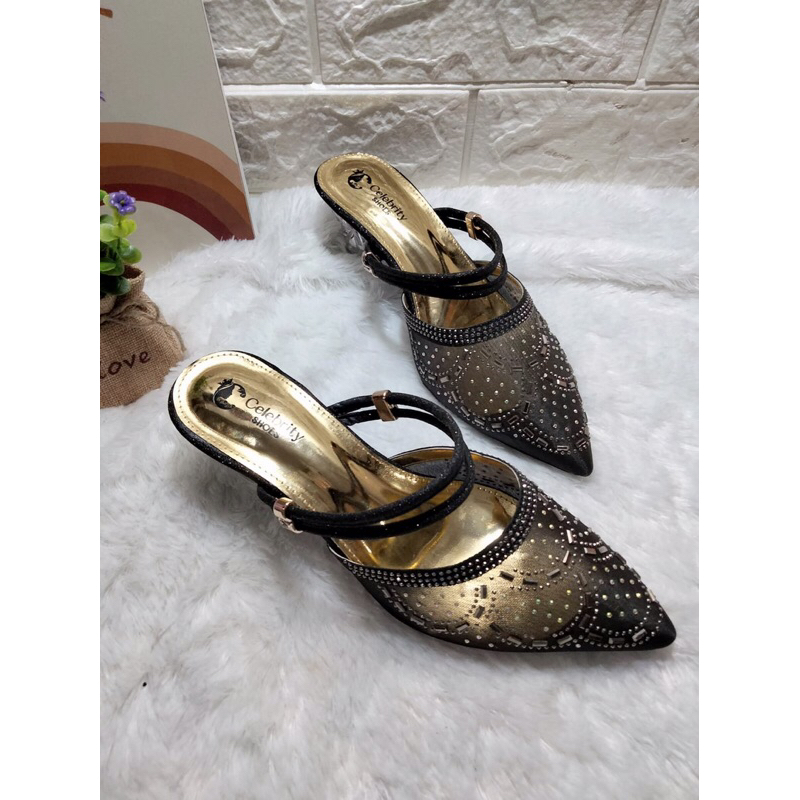 Selop Tali Wanita Terbaru Hak Kaca Mewah Kekinian Celebrity Slp 102-02-40