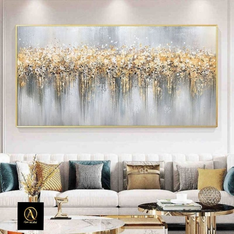 lukisan abtrak modern plus bingkai lukisan dinding ruang tamu