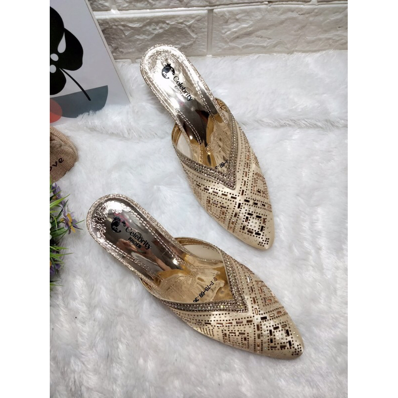 Selop Pesta Wanita Terbaru Hak Kaca Mewah Kekinian Celebrity Slp 78-68-36