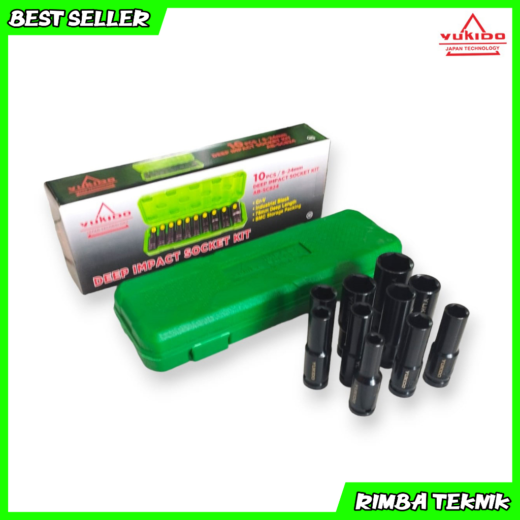 NEW YUKIDO Mata sock impct set CR-V mata socket extention deept impact 10 pcs 1/2dr 8mm - 24mm