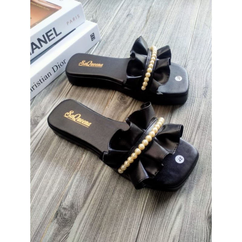 Sandal Platform Mutiara Slop Sendal wedges Wanita