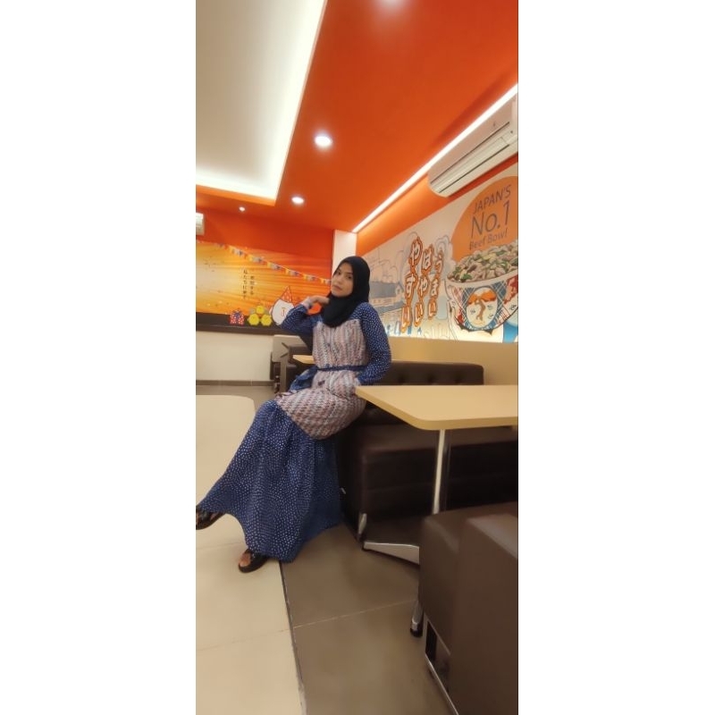 Nadine gamis batik modern katun 2 warna