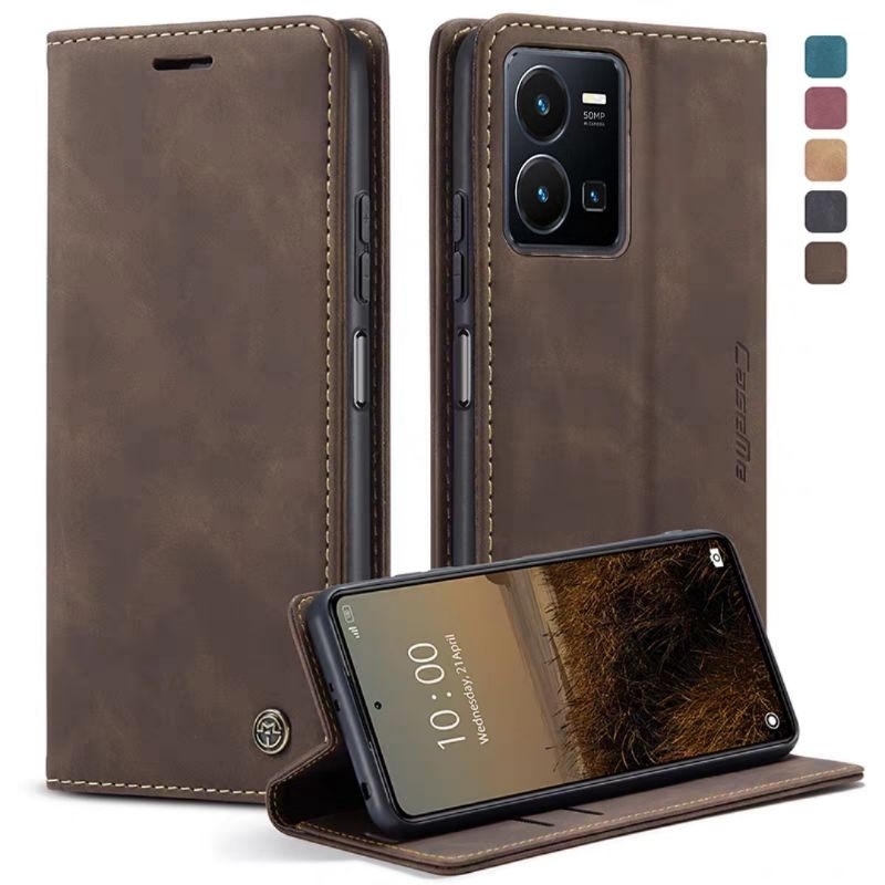 VIVO Y22 / VIVO Y22S / VIVO Y35 CASEME Flip Wallet Leather Case Cover Sarung Dompet LIPAT Kulit PU