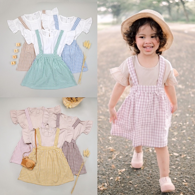 DEALOVA SET Dress Overall Anak 1-5thn