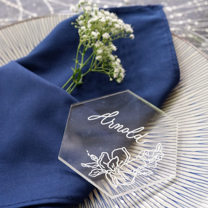 

Acrylic Wedding Place Card/Custom calligraphy lettering/souvenir ultah gift kado