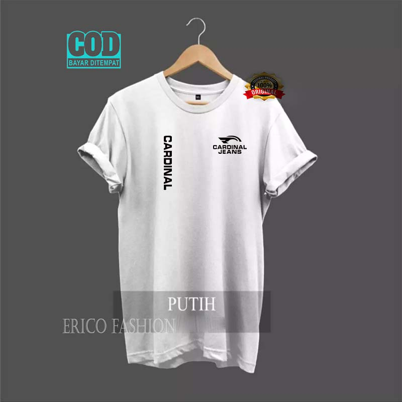 Baju Kaos Distro Lengan pendek >Tshirt Distro Logo Cardinal Jeans Text Hitam >Kaos Pria Dan Wanita P