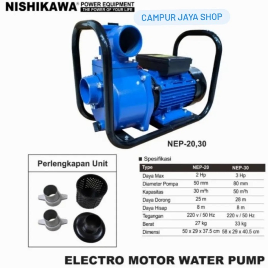 Pompa Air Listrik Alkon Alcon 3 inch 3" Nishikawa Nep 30 Elektrik Ori Murah Promo
