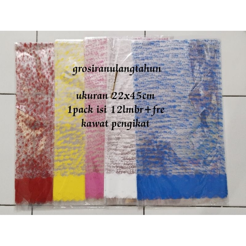 

Opp Souvenir 22×45cm / Opp Bintang Flower / Plastik Ulang Tahun Flower ( 12lembar )