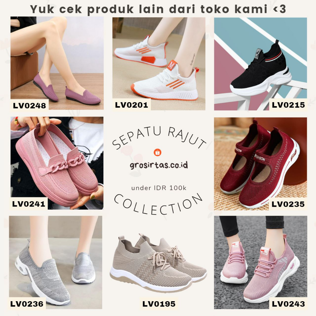 GROSIRTAS &quot;FREE BOX&quot; LV0046 Sepatu Slip On Wanita Import Motif POLOS Fashion Korea Nyaman Flyknit
