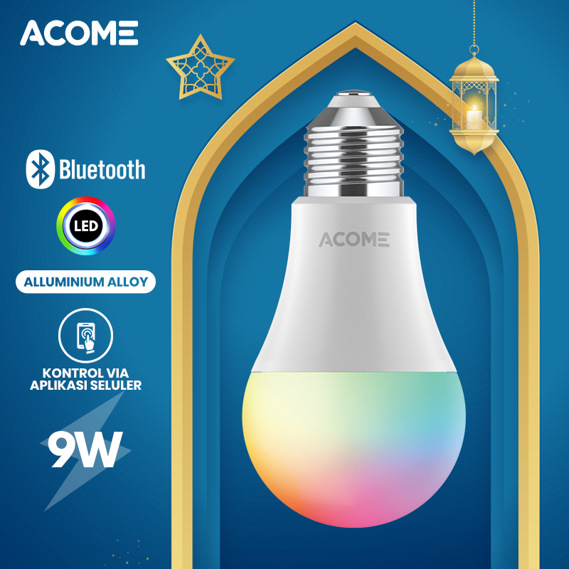 ACOME IOT Lampu Bohlam Smart WIFI Home Automation Wireless LED Bulb 9W RGB Garansi Resmi 1 Tahun AL02B Kontrol jarak jauh