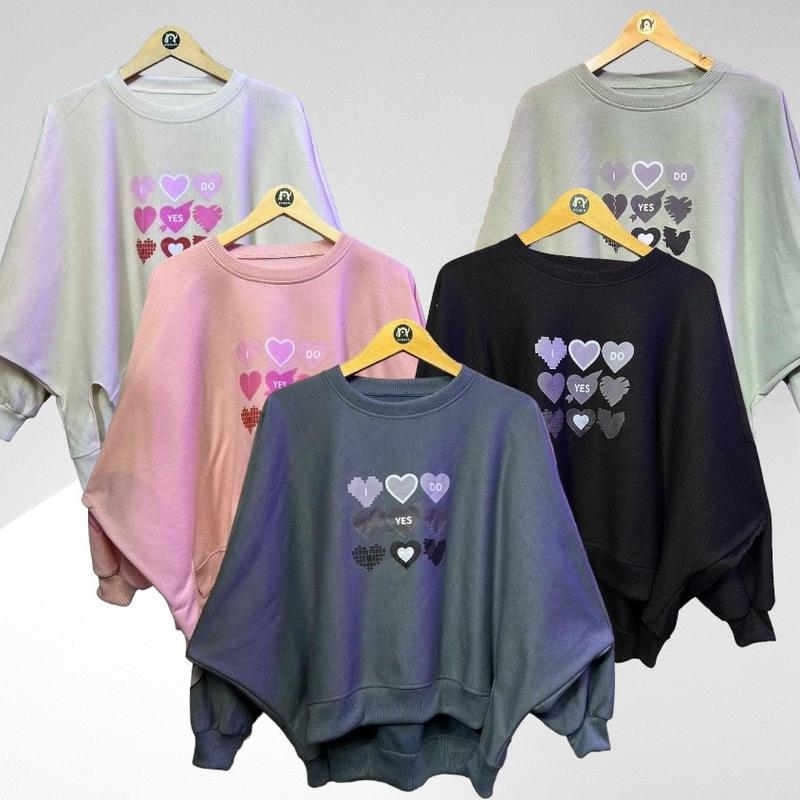 SWEATER JUMBO YES I DO - KOREAN STYLE - NINE LOVE ICON BATWING XXXL BELAH PINGGIR OVERSIZE JUMBO WANITA TERBARU NTR