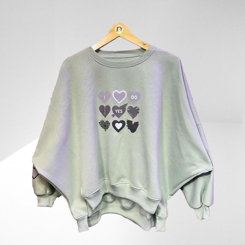 SWEATER JUMBO YES I DO - KOREAN STYLE - NINE LOVE ICON BATWING XXXL BELAH PINGGIR OVERSIZE JUMBO WANITA TERBARU NTR