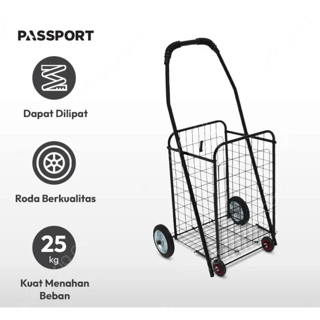 Krisbow Troli Belanja Alat Angkut Barang Lipat Besi Trolley Portabel Multifunction Folding